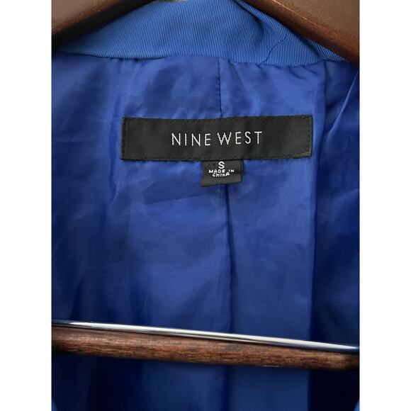 Nine West cropped puffed sleeve bomber jacket in royal blue size small - Picture 3 of 5